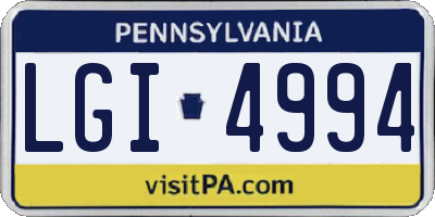 PA license plate LGI4994