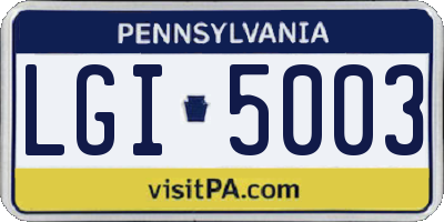 PA license plate LGI5003