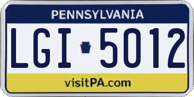 PA license plate LGI5012