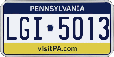 PA license plate LGI5013