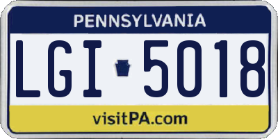 PA license plate LGI5018