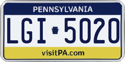 PA license plate LGI5020