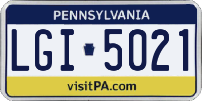 PA license plate LGI5021