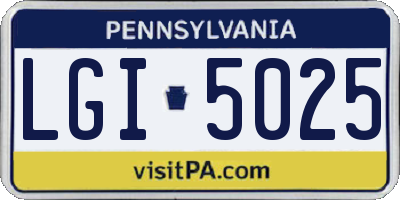 PA license plate LGI5025