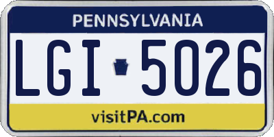 PA license plate LGI5026