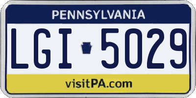 PA license plate LGI5029