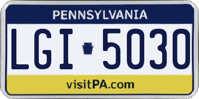 PA license plate LGI5030