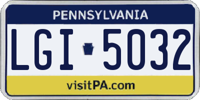 PA license plate LGI5032