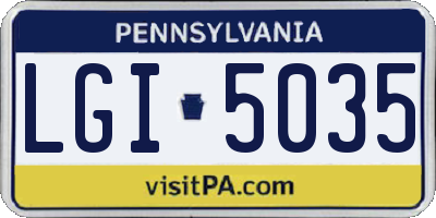 PA license plate LGI5035
