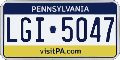 PA license plate LGI5047