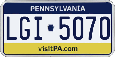 PA license plate LGI5070