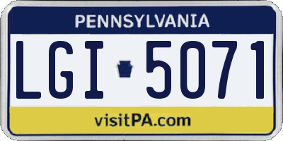 PA license plate LGI5071
