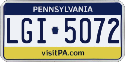 PA license plate LGI5072