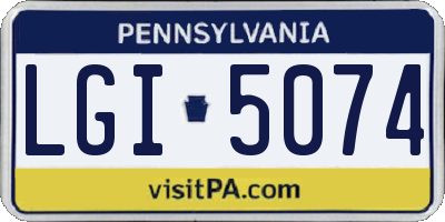 PA license plate LGI5074
