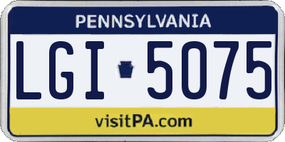 PA license plate LGI5075