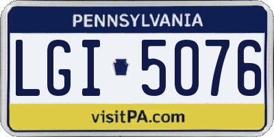 PA license plate LGI5076