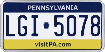 PA license plate LGI5078