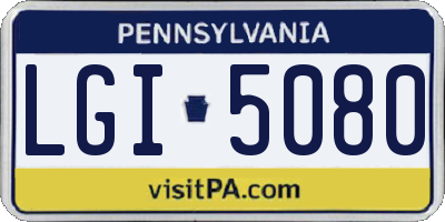 PA license plate LGI5080