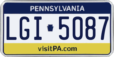 PA license plate LGI5087