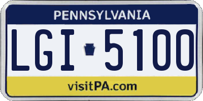 PA license plate LGI5100