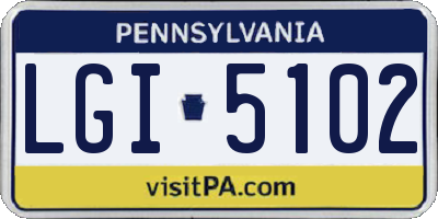 PA license plate LGI5102