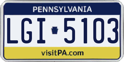 PA license plate LGI5103