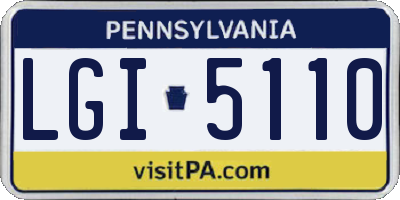 PA license plate LGI5110