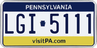 PA license plate LGI5111