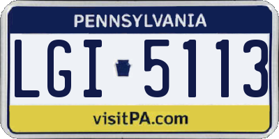 PA license plate LGI5113