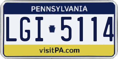 PA license plate LGI5114