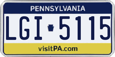 PA license plate LGI5115