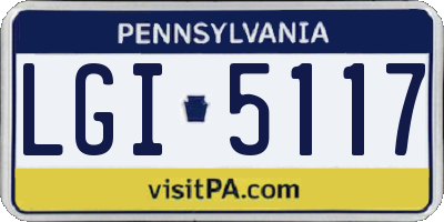 PA license plate LGI5117