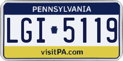 PA license plate LGI5119