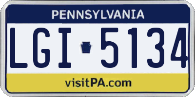 PA license plate LGI5134