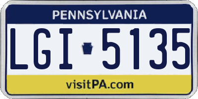 PA license plate LGI5135
