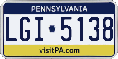 PA license plate LGI5138