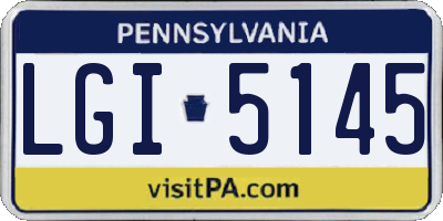 PA license plate LGI5145