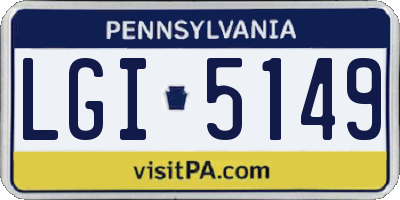PA license plate LGI5149