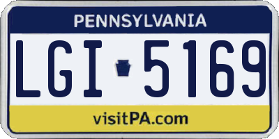 PA license plate LGI5169