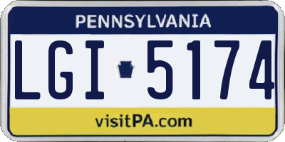 PA license plate LGI5174
