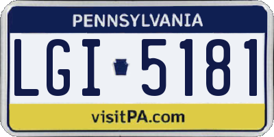 PA license plate LGI5181