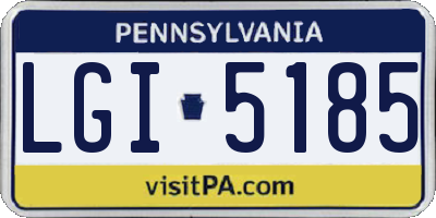 PA license plate LGI5185