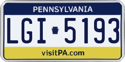 PA license plate LGI5193