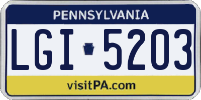 PA license plate LGI5203