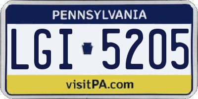 PA license plate LGI5205