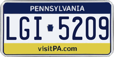 PA license plate LGI5209