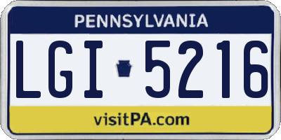 PA license plate LGI5216