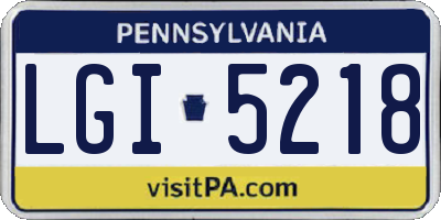 PA license plate LGI5218