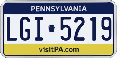 PA license plate LGI5219