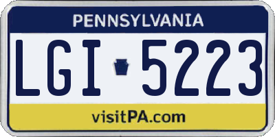 PA license plate LGI5223